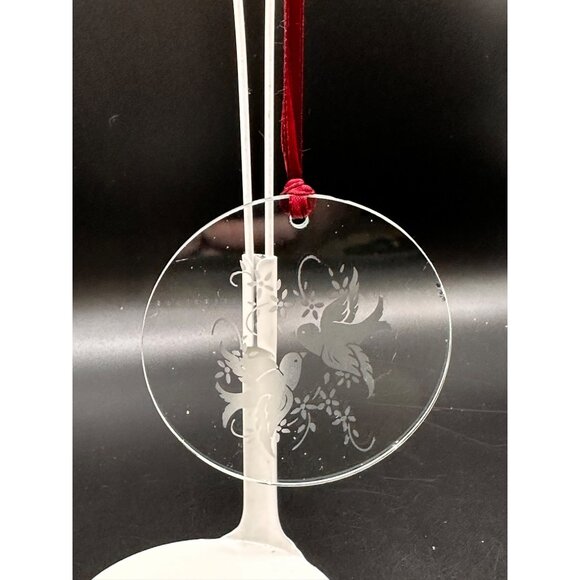 Vtg Avon glass Christmas ornament etched doves rough edges 1980s XMAS READ - Picture 16 of 16